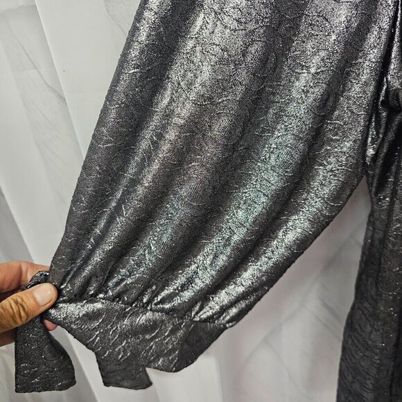 Studio 1940 Blouse Gray Silver Metallic Goth Grunge 26/28W - Picture 4 of 13